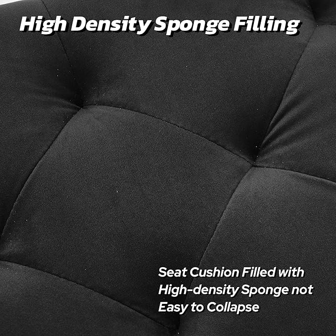 45.6 Inch Velvet Storage Ottoman, Rectangular Accent Bench for Bedroom & Living Room, Black-PawvioPets