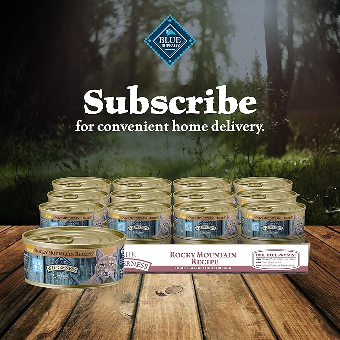Blue Buffalo Wilderness Rocky Mountain Recipe Natural High Protein Wet Food for Adult Cats, Trout in Tasty Gravy, 5.5-oz cans, Pack of 24-PawvioPets