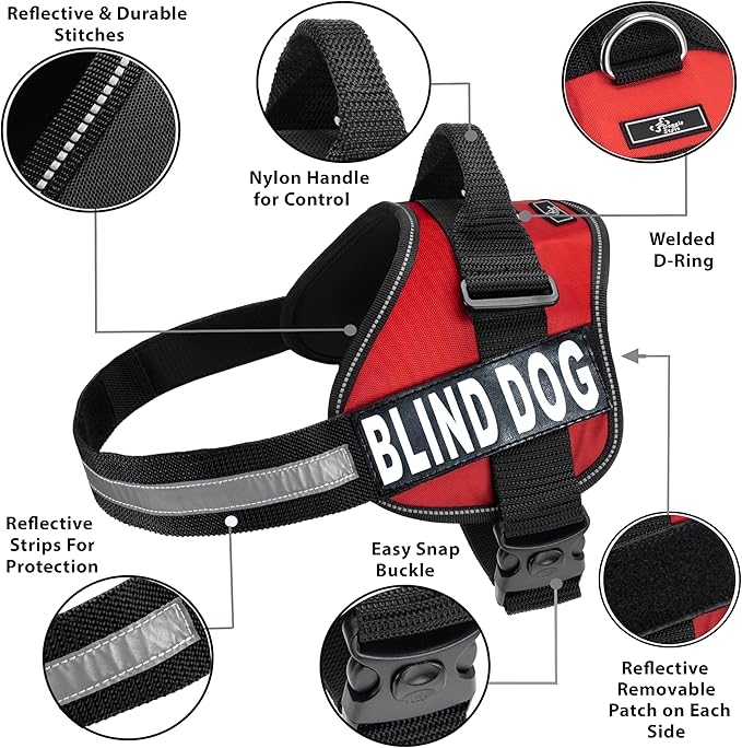 Doggie Stylz Blind Dog Harness No Pull No Escape Dog Vest for Blind Dogs Adjustable Vest with Handle Blind Dog Accessories and Patches for Training and Mobility-PawvioPets
