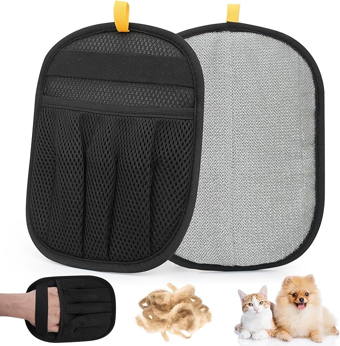 2 Pcs Pet Hair Removal Glove for Cats Dogs, 2025 Upgraded Five-Finger Electrostatic Glove for Deshedding Grooming, Reusable Washable Hair Remover for Furniture Couch Car Seat Carpet Bedding-PawvioPets