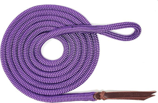Double Braid Lead Rope with Eye Splice Loop, 12-14FT Lengths (Purple, 12 ft.)-PawvioPets