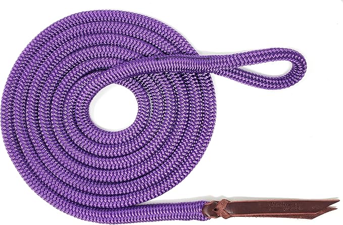 Double Braid Lead Rope with Eye Splice Loop, 12-14FT Lengths (Purple, 14 ft.)-PawvioPets