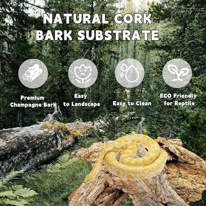 BNOSDM Reptile Terrarium Bark Substrate Bedding Tortoise Natural Cork Bark Reptile Climbing Mat Habitat Decor for Lizard Snake Spiders Hermit Crabs Tarantula Geckos Bearded Dragons (1.4 LB)-PawvioPets