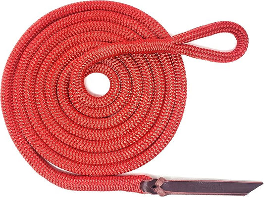 Double Braid Lead Rope with Eye Splice Loop, 12-14FT Lengths (Red, 12 ft.)-PawvioPets