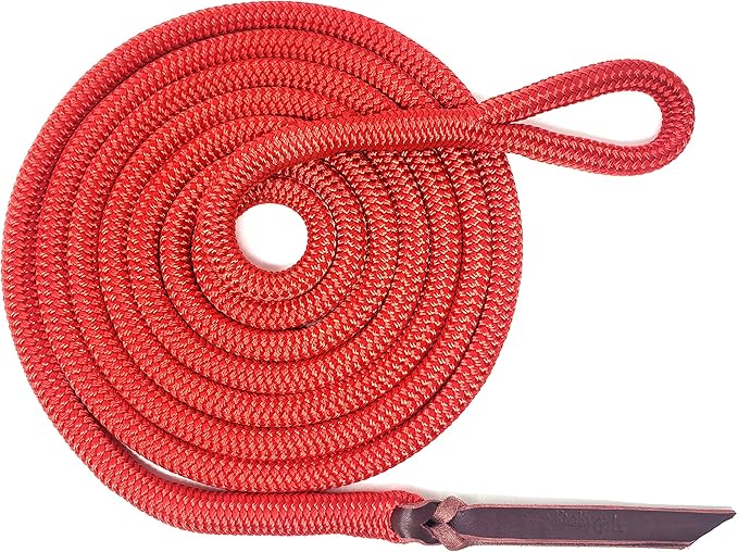 Double Braid Lead Rope with Eye Splice Loop, 12-14FT Lengths (Red, 14 ft.)-PawvioPets