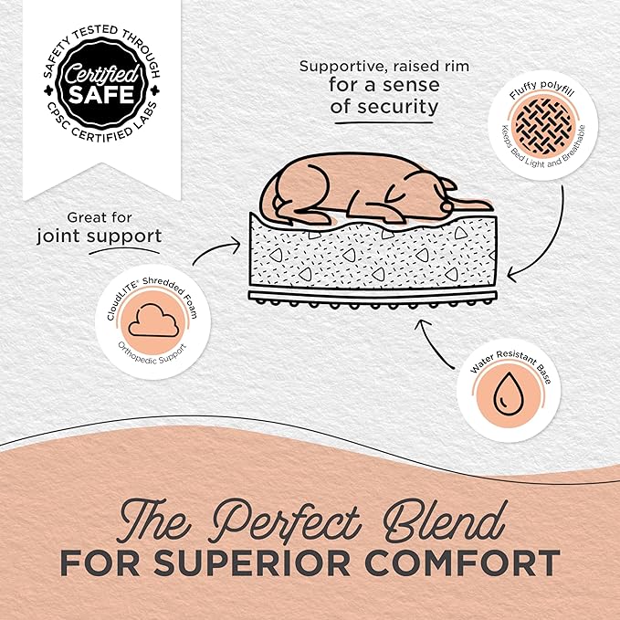 Best Friends by Sheri Lux Lounge Bed Calming Faux Fur Dog Bed, Oyster, Cream, Medium, 30" x 20"-PawvioPets