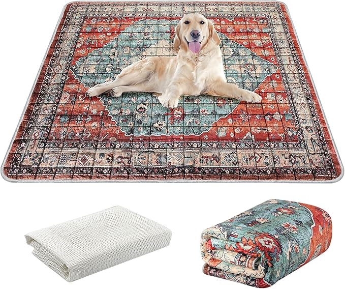 Extra Large Washable Pee Pads for Dogs (72"x72"), Upgrade Reusable Puppy Pads with Non-Slip Rug Pad, Super Thickening Absorbent Leakproof Dog Traning Pads Whelping Pad for Dogs, Doggie-PawvioPets