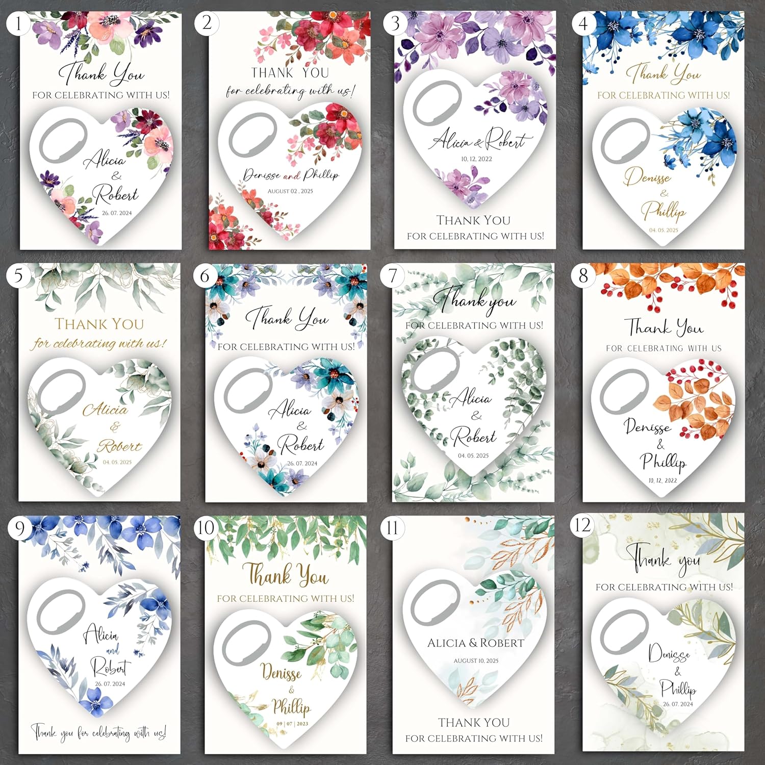 Wedding Bottle Opener Favors for Guests in Bulk, Hearts Shape Bottle Opener, Personalized Party Favors in Bulk, Wedding Favor Guests. 20 to 300 pcs. Custom Fridge Bottle Opener