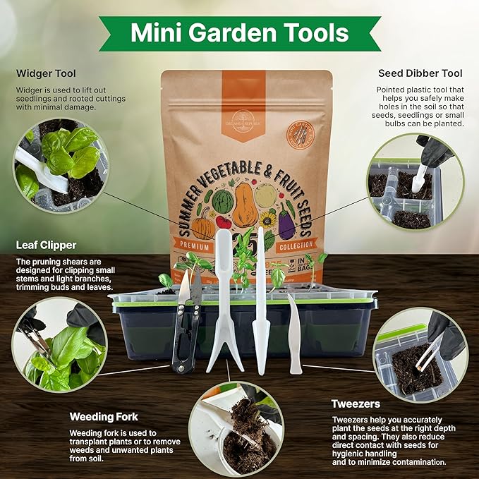 25 Summer Vegetable & Fruit Seeds Variety Pack - 1,870+ Non-GMO Heirloom Veggie & Fruits Seeds for Outdoors and Indoor Home Gardening, Including Collards, Tomato, Pepper, Okra, Onion, Bean, Cucumber-PawvioPets