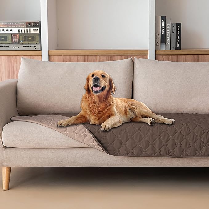 gogobunny 100% Double-Sided Waterproof Dog Bed Cover Pet Blanket Sofa Couch Furniture Protector for Puppy Large Dog Cat, Reversible (30x90 Inch (Pack of 1), Dark Chocolate/Light Chocolate)-PawvioPets