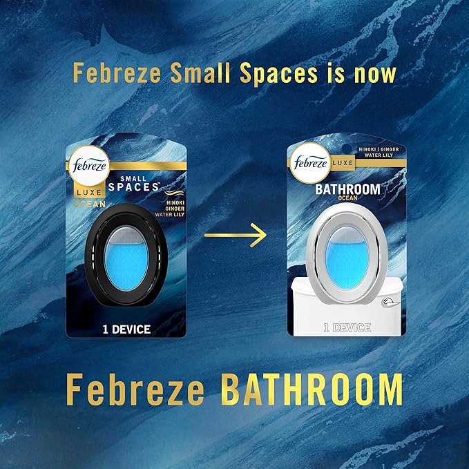 Febreze Bathroom Air Freshener, Odor-Fighting, Plug In Alternative, Air Fresheners for Home and Bathroom and Kitchen, Closet Air Fresheners, Ocean Scent, 4 Count-PawvioPets