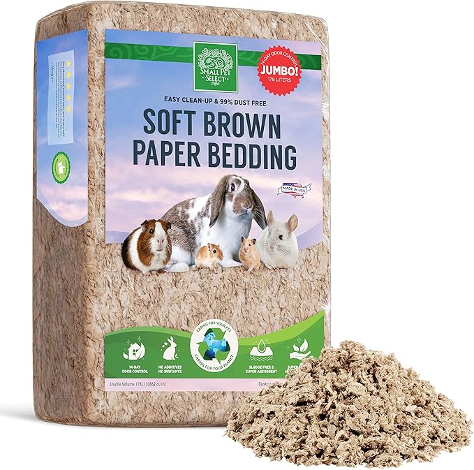 Small Pet Select Premium Small Animal Bedding, Natural Soft Paper Bedding for Small Indoor and Outdoor Pets, Made in USA, Jumbo Size 178 L Pack-PawvioPets