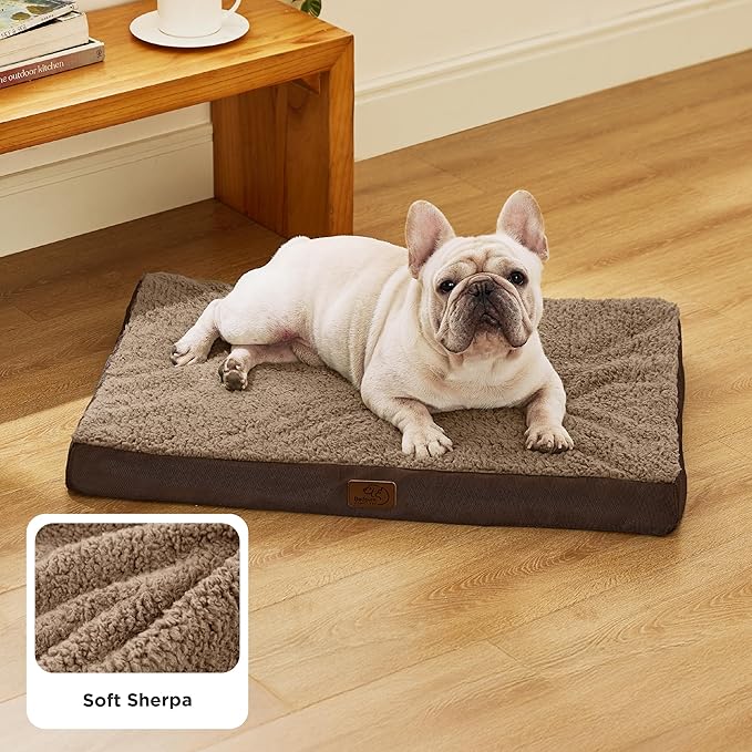 Bedsure Dog Bed Medium Size Dog - Orthopedic Flat Puppy Beds with Removable Washable Cover, Egg Crate Foam Pet Mat, Suitable for Pet Up to 35 lbs-PawvioPets