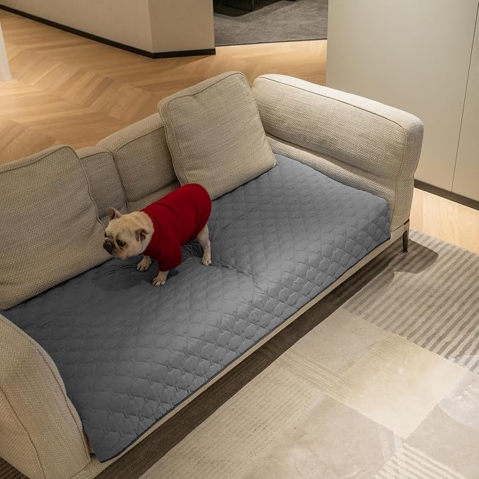 gogobunny 3X Stronger Waterproof Pet Blanket, Scratch Proof Furniture Protector for Dogs Cats, Reversible Cover 30x70 Inch, Dark Grey/Light Grey-PawvioPets