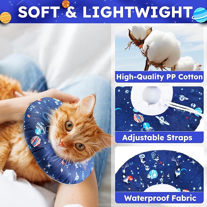 Cat Cone Collar Soft, Waterproof Cat Recovery Collar for Wound Healing Cute Donut Adjustable Kittens Cones to Stop Licking Comfortable Neck Elizabethan Collars for Cats Kittens After Surgery-PawvioPets