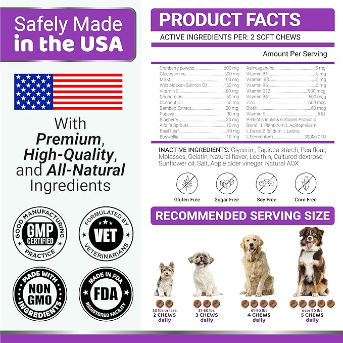 Dog Multivitamin Chewable with Glucosamine - Dog Vitamins and Supplements - 170 Treats - Senior & Puppy Multivitamin for Dogs - Hip & Joint Support - Immune Health, Skin, Heart, Digestion, Probiotics-PawvioPets