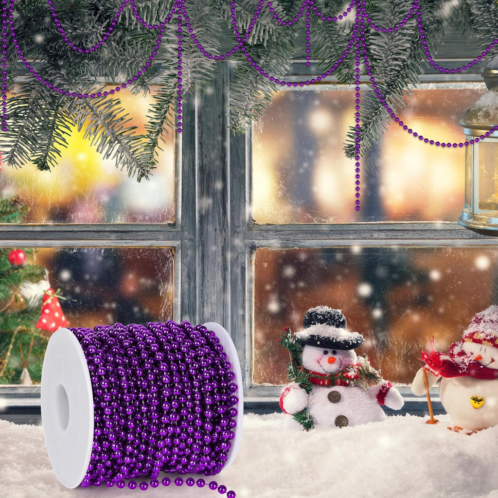100 Feet Purple Christmas Decorations for Tree, Artificial Garland for Christmas Tree, Christmas Beads Garland for Xmas Tree Decorations Home Fireplace Balcony Party DIY Decor
