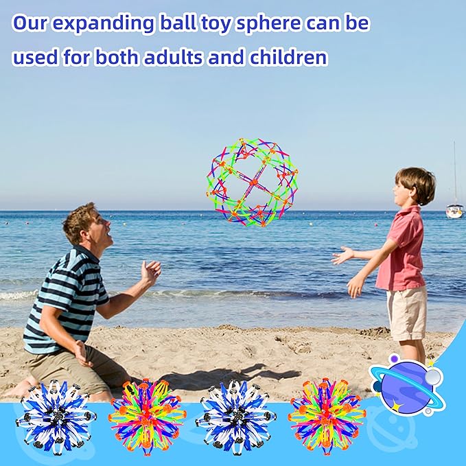 2Pcs Colorful Sphere Expandable Breathing Balls Fidget Toy-Great Anxiety Stress Reliever,Collapsible Expanding Magic Ball Toys for Kids & Adults Mindfulness Meditation Practices , Yoga -ADHD-PawvioPets