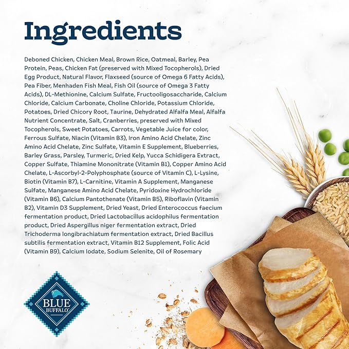 Blue Buffalo Tastefuls Natural Dry Food for Adult Cats, Sensitive Stomach, Chicken & Brown Rice Recipe, 15-lb Bag-PawvioPets