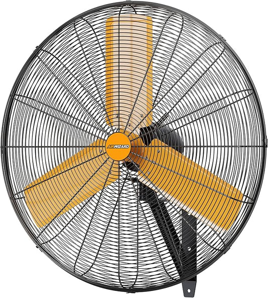 30 inch Oscillating High Velocity Wall Mount Fan, 8550 CFM Industrial Heavy Duty Metal Wall Fans, 3 Speeds, Adjustable Height and Tilt, Commercial Shop Fan for Garage, Workshop-PawvioPets