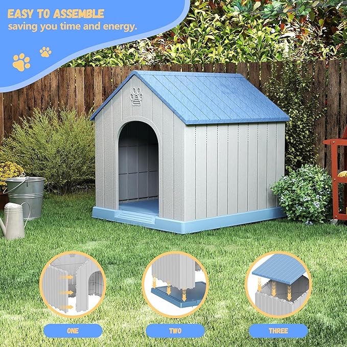 DRATO Dog Houses Resin Small Indoor Outdoor Dog Kennel for All-Weather Use Cozy Shelter for Small Dogs in Home, Garden, or Balcony-PawvioPets