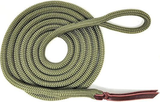 Double Braid Lead Rope with Eye Splice Loop, 12-14FT Lengths (Olive Green, 14 ft.)-PawvioPets