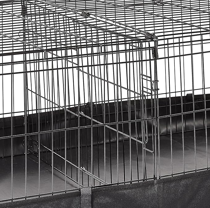 Amazon Basics Leakproof Canvas Bottom Guinea Pig Pet Cage with Divider Set, Black, 47.6"L x 24.2"W x 14.0"H-PawvioPets