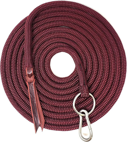 22' Long Line with SS O Ring and Carabiner (Burgundy)-PawvioPets