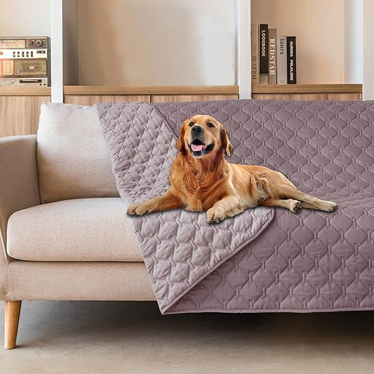 gogobunny 100% Double Sided Waterproof Dog Blanket Soft Pet Bed Cover Reversible Protect Furniture Couch Sofa Car for Puppy Large Dog Cat (Dark Sea Fog/Light Sea Fog, 68x82 Inch (Pack of 1))-PawvioPets