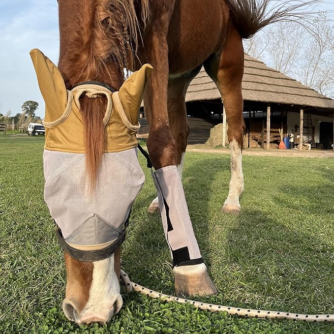 Fly Masks for Horses, 70% Uv-Block, Breathable Fly Mask for Equines, Durable, Comfortable Fit for All-Day Protection, Horse Size (Horse Fly Mask, with Ears)-PawvioPets