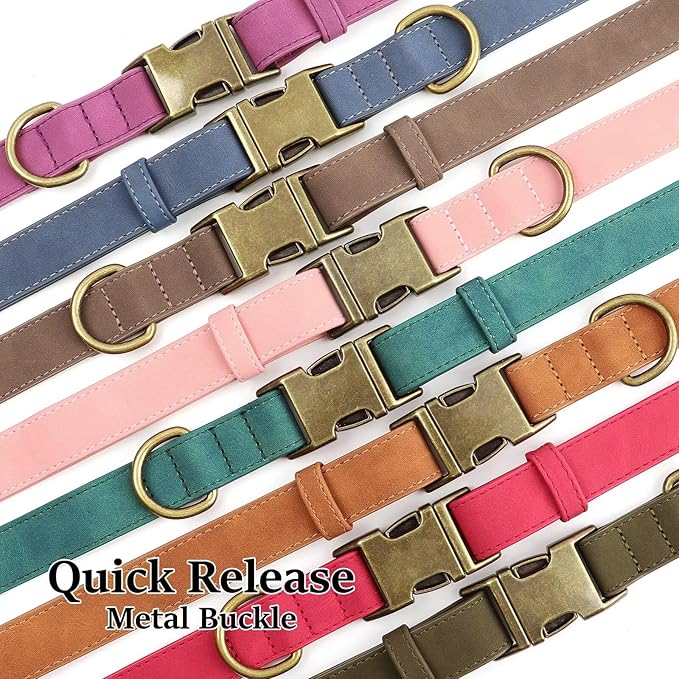 Didog Soft PU Leather Dog Collar, Stylish Quick Released Dog Collars for Large Dogs, Easy Clean Adjustable Pet Collar for Daily Walking, Light Brown, XL Fit 17-27" Neck-PawvioPets