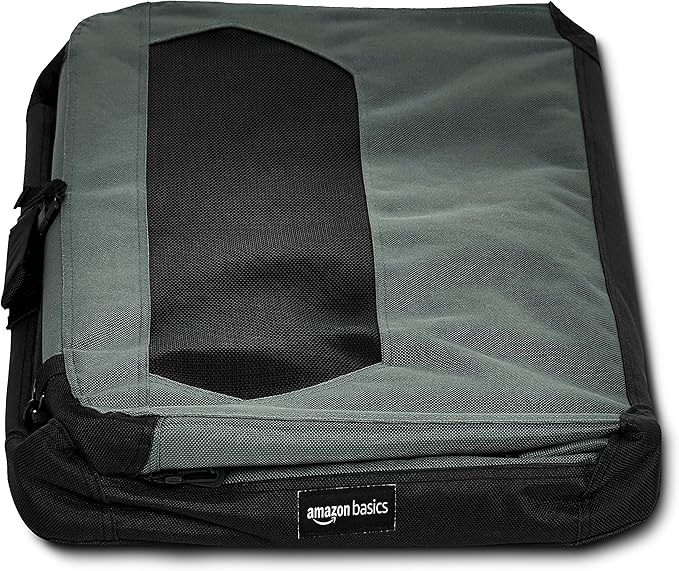 Amazon Basics Folding Portable Soft Pet Dog Crate Carrier Kennel, 30 x 21 x 21 inches, Grey-PawvioPets