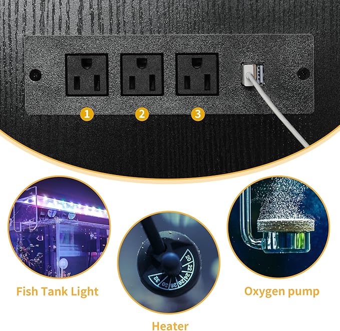 DWVO Reptile Tank Stand Aquarium Stand with Power Outlet & LED Light, 75/90/120 Gallon Terrarium Stand Cabinet - Heavy Duty Fish Tank Stand for Turtle Tank, Reptile Terrarium, 2000LBS Capacity, Black-PawvioPets