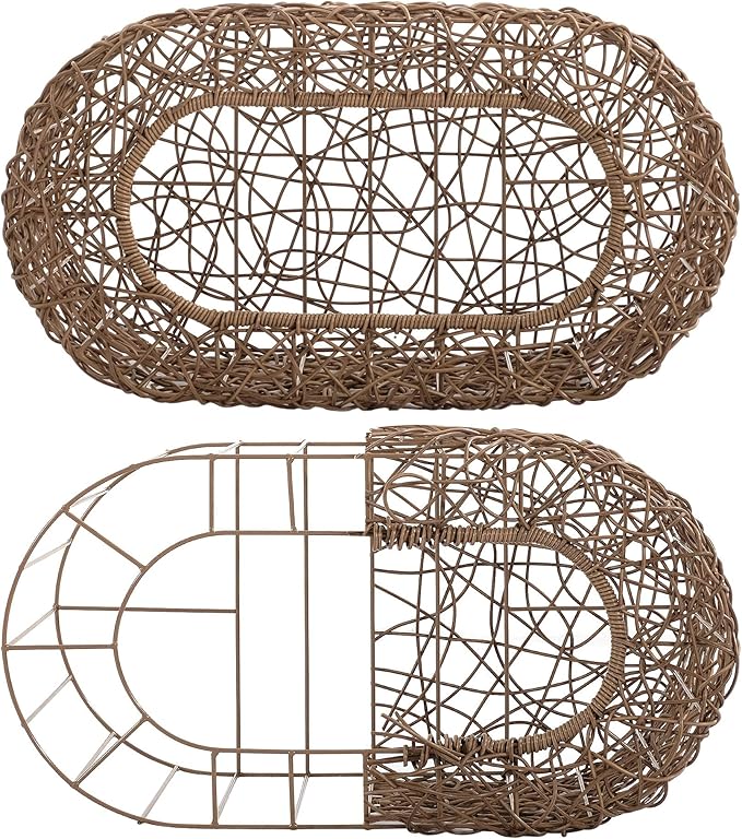Fun Stackable Cat Condo for Indoor Cats - Interactive Play Faux Rattan Cat House for Indoor Cats Kitty, Pet Friendly Top/Side House Entry, Cat Bed Enclosed-PawvioPets