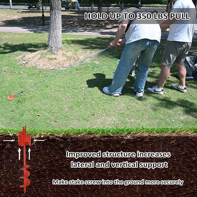 Dog Stakes for Outside Heavy Duty Hold up to 350Lbs Large Dogs Tie Out Tether Leash Chain for Yard Screw in Ground Anchors 17inch with Buffer Rope, Blue, 25 FT Steel Cable-PawvioPets