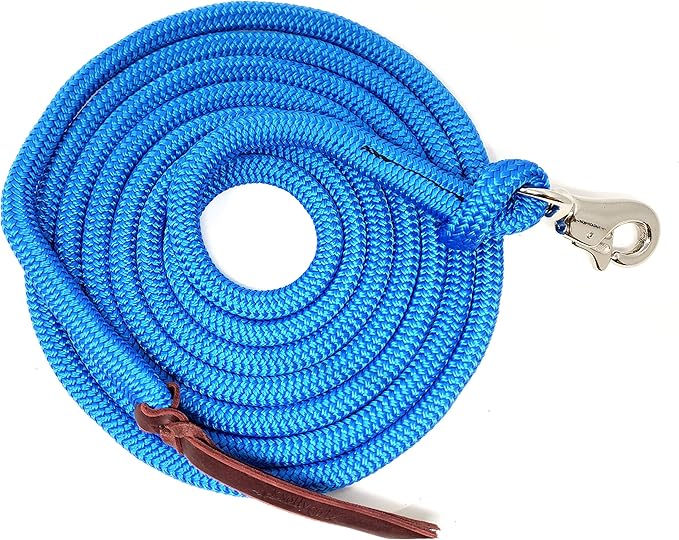 Double Braid Lead Rope with Eye Splice Loop, 12-14FT Lengths (Blue, 14 ft.)-PawvioPets
