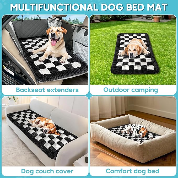 Dog Car Bed Mat, Non-Slip Backseat Extender Pet Blanket, Plaid Dog Bed for Trucks, Sedans & Large SUVs, Chew-Resistant Travel Pad for Dogs, Easy Clean & Scratch-Proof & Comfort (56"x28.7")-PawvioPets