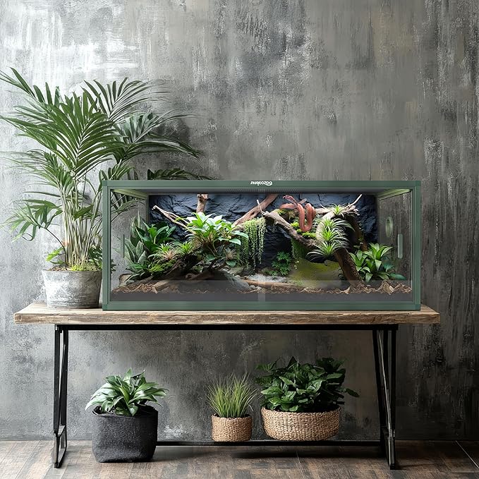 85 Gallon Reptile Tank, Front Opening Snake Tank for Easy Maintenance, Reptile Enclosure with Top Screen Ventilation 48''x24''x18''-PawvioPets
