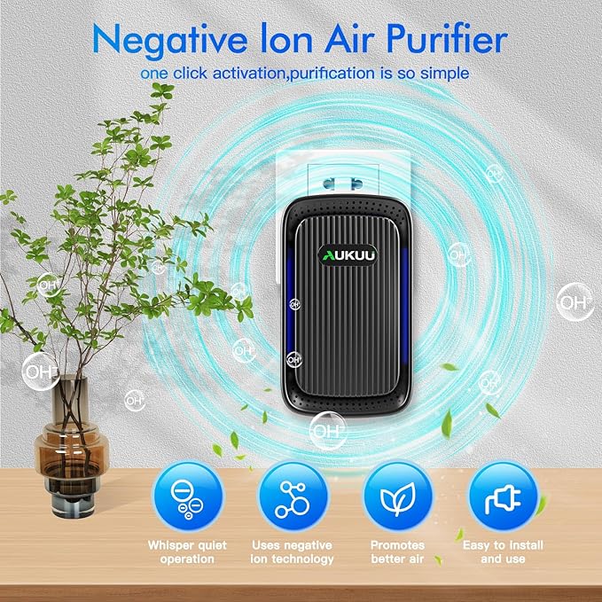 Air Ionizers (4 Pack）- Plug In Negative Ion Air Purifiers - Quiet Air Freshener for Home, Bedroom, Office, Basement - Portable Air Purifier Odor, Smoke, Dust, Pet Smell - Mini Air Cleaner Black-PawvioPets