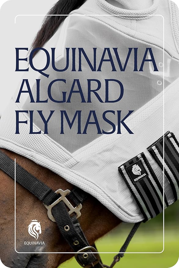 Equinavia Algard Soft Mesh Horse Fly Mask with Ear Protection and 45 UPF Rating | No Eye Irritation & UV Protection - Silver - Pony-PawvioPets