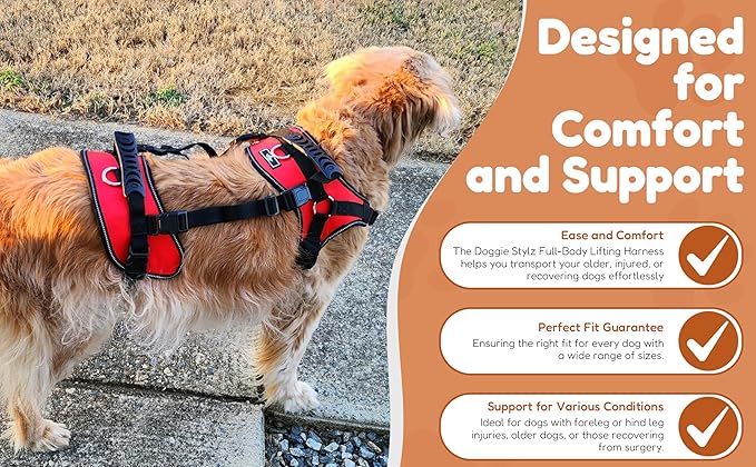 Doggie Stylz Multi-Functional Full-Body Lifting Dog Harness Vest, Designed for Front-Only, Rear-Only or Full-Body Dog Lifting. Please Measure Your Before Ordering.-PawvioPets