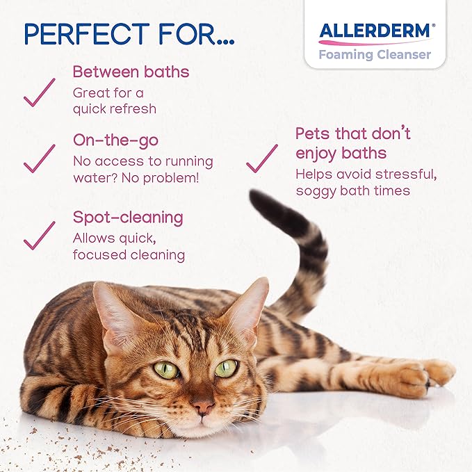 ALLERDERM Foaming Cleanser- Rinse-Free Waterless Micellar Foam for Dogs and Cats with Sensitive Skin by Virbac-PawvioPets