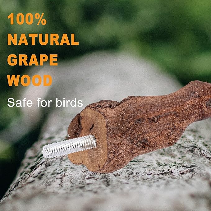 2 pcs 9.8 inch Bird Perches Stand Natural Wood Bird Perches, Birdcage Wood Stand Tree Perches for Birds Cockatiels Parrots Conures Macaws Finches(2PCS 9.8" Length)-PawvioPets