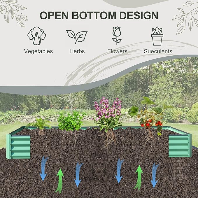 Domi Galvanized Raised Garden Bed, 8x4x1Ft Thickening Metal Planter Box for Vegetables Bottomless for Backyard Outdoor, 1" Deep w/ 228 Gallon Capacity - Green-PawvioPets