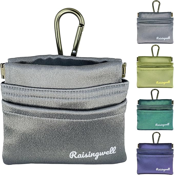 Dog Treat Pouch, Pocket Sized Pet Training Pouch, Hand Free Bronze Dog Walking Bag with Carabiner, Self-Closing Pet Feed Snack Reward, for Puppy Travel or Outdoor Use, NanoPTC-PawvioPets