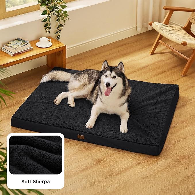 Bedsure XXL Dog Bed for Large Dogs - Orthopedic Flat Giant Pet Beds with Removable Washable Cover, Jumbo Egg Crate Foam Mat, Suitable for Pet Up to 150 lbs-PawvioPets