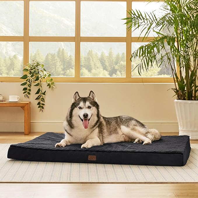 Bedsure XXL Dog Bed for Large Dogs - Orthopedic Flat Giant Pet Beds with Removable Washable Cover, Jumbo Egg Crate Foam Mat, Suitable for Pet Up to 150 lbs-PawvioPets