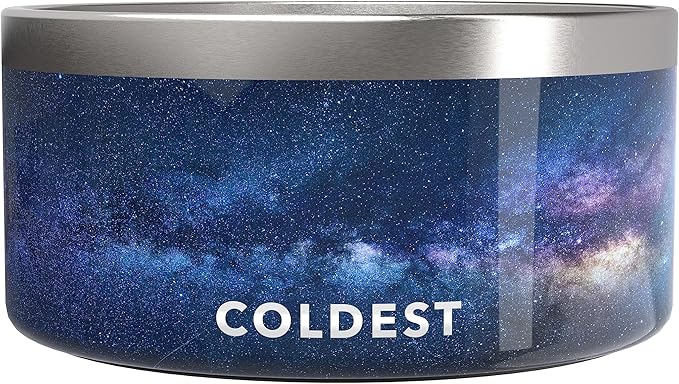Coldest Dog Bowl - Anti Rust Metal, Non Slip, 3 Layers Insulated Stainless Steel Dog Bowls - Spill Proof & Heavy Duty - Water Bowl for Dogs, Cats & Pets, Dish Washer Safe (200 oz, Into The Beyond)-PawvioPets