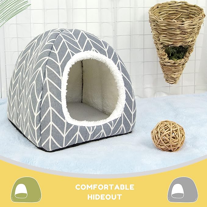 2 Pack Guinea Pig Hideout Bed Rabbit House Cave Accessories Cozy Hide-Out for Bunny Hedgehog Ferret Chinchilla&Other Small Animals-PawvioPets