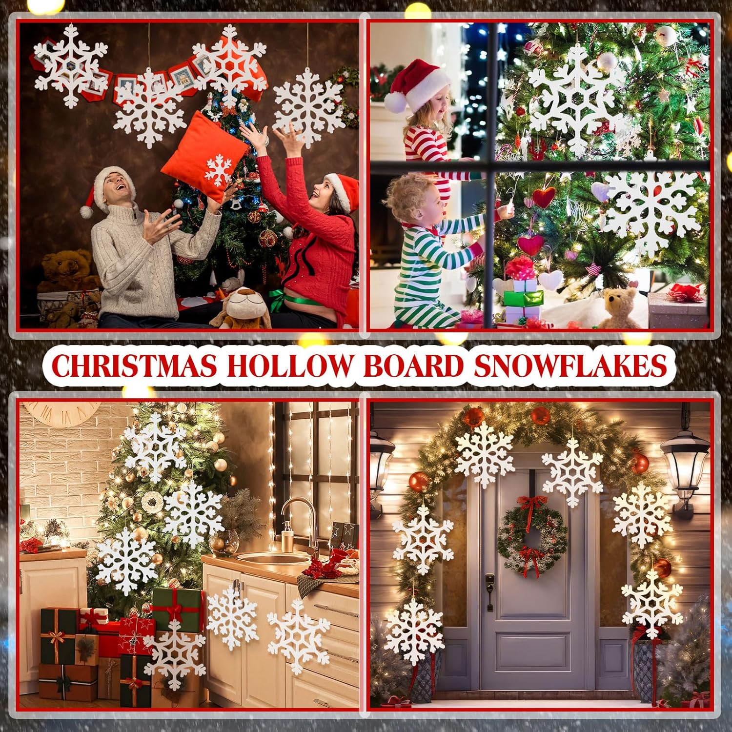 18 Pcs Large Christmas Snowflake Decorations, 8 Inch White Snowflake Hanging Ornaments Plastic Christmas Yard Decorations for Winter Indoor Outdoor Xmas Tree Holiday Yard Lawn Decor